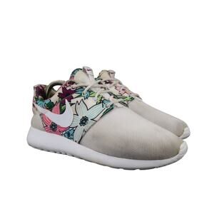 Nike Shoes Womens 7.5 Sneakers Athletic Roshe One Lifestyle White Floral Aloha